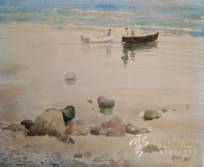 赵民生 《海滩情趣》 42*35cm 1988年